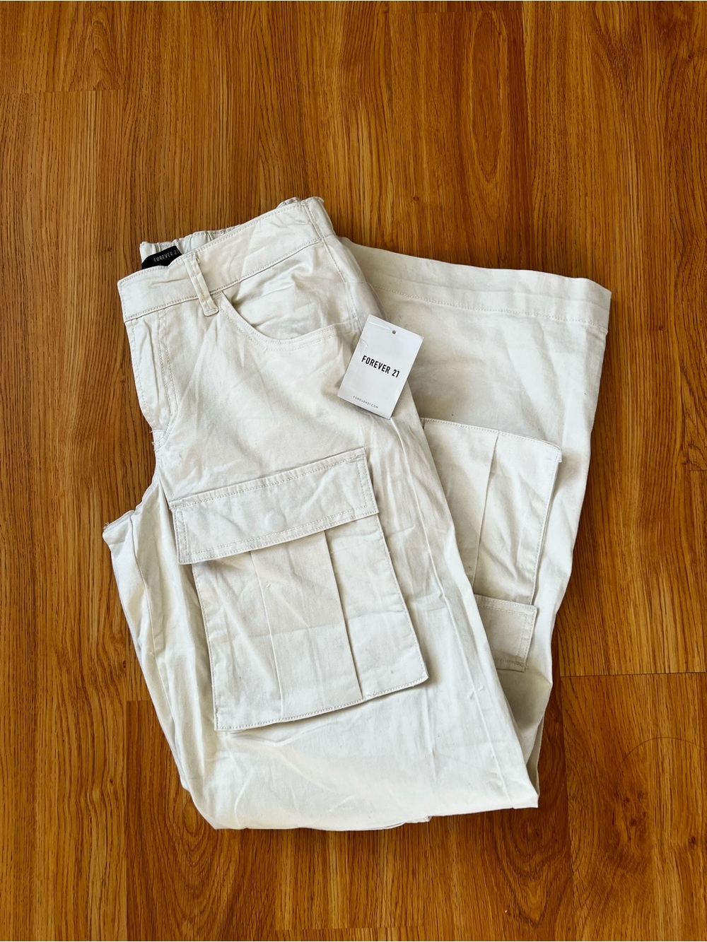 Forever 21 Off-White Cream Cargo Pants